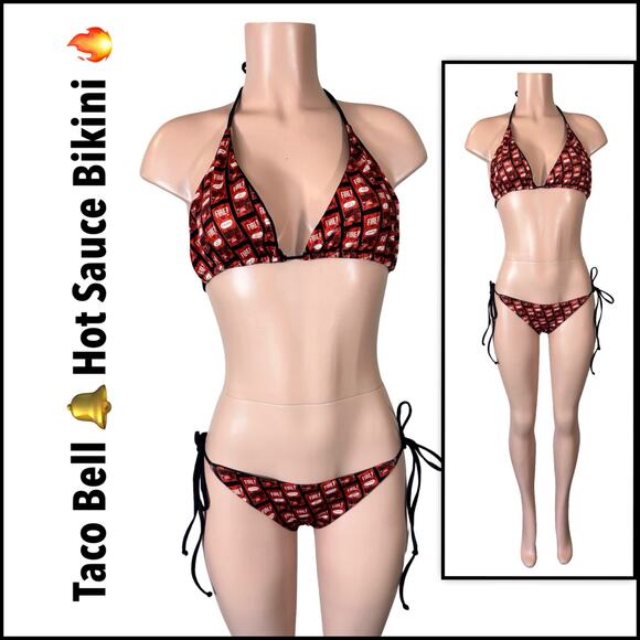 Taco Bell Fire 🔥 Hot Sauce Bikini SZ L $99 - Picture 1 of 12